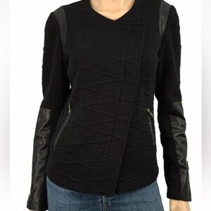 Sanctuary Quilted Black Knit Biker Jacket